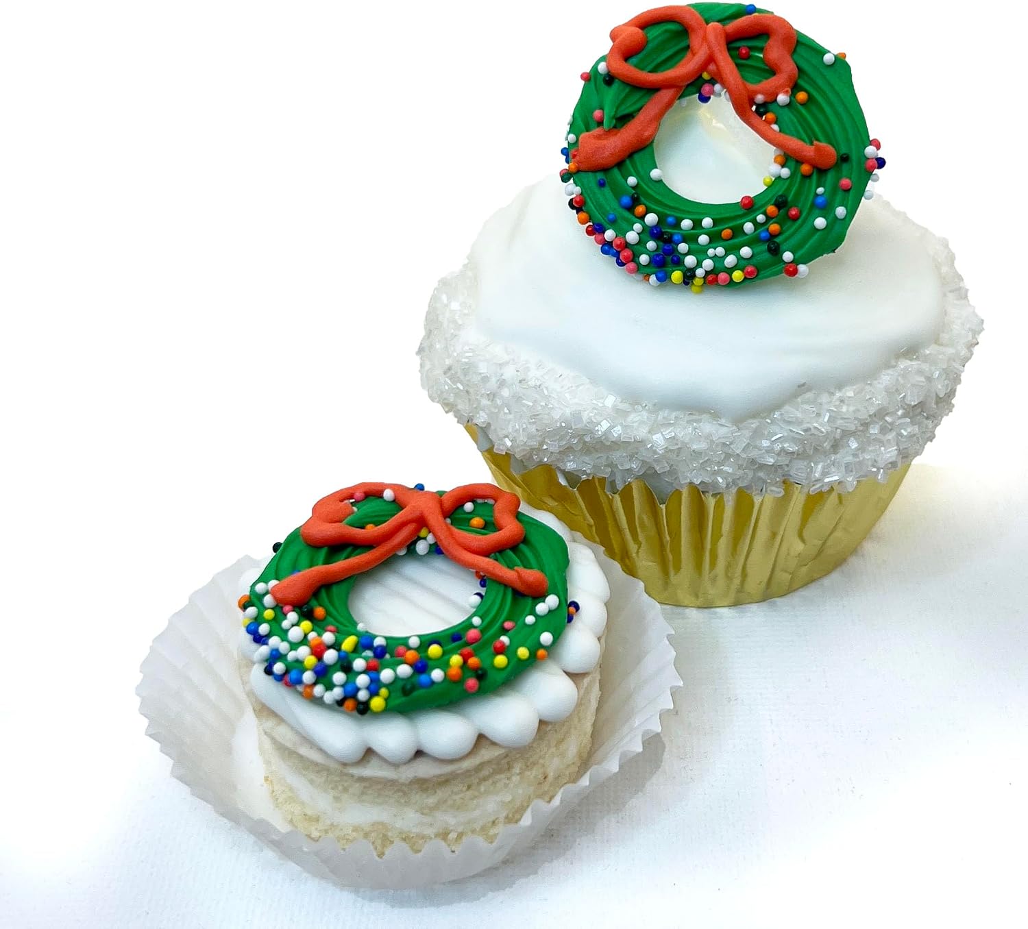 Christmas Wreath 12 pc Edible Royal Icing Cupcake Topper by BakersDozenToGo (Choose Style Below)