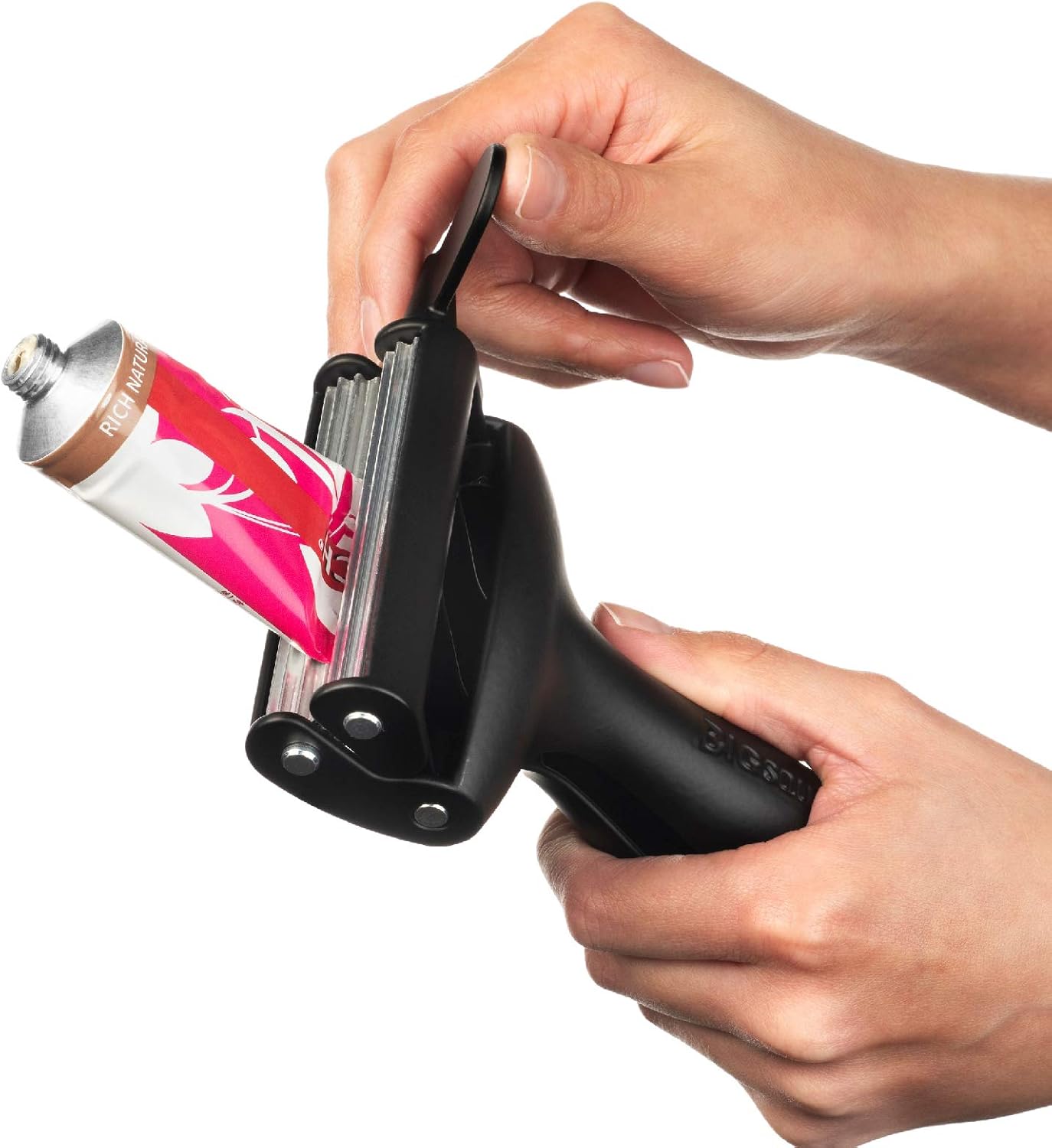 Big Squeeze® Tube Squeezer | Heavy Duty Tube Wringer - Made in USA - Toothpaste, Paint, Cosmetics, Sunscreen, Hair Dye, Adhesives, Metal Tubes. Comfortable Ergonomic Dispenser Tool (Black)