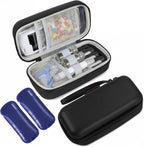 Insulin Cooler Travel Case, Portable EVA Medicine Travel Cooler, Diabetes Case with 2 Reusable Ice Packs TSA Approved for Diabetic Supplies Patent Pending(Black-No Temp)