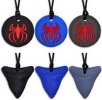 Chew Necklaces for Sensory Kids Boys, 6 Pack Chewy Necklace Sensory Toys for Kids with Autism, ADHD, SPD, Silicone Adult Chew Toys Teething Necklace Reduce Chewing Biting Fidgeting