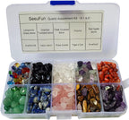SeeuFun Assorted Mini Crystal Stone Tumbled Chips, Fluorite, Tiger's Eye, Rose Quartz, Amethyst (1/2 Pound)