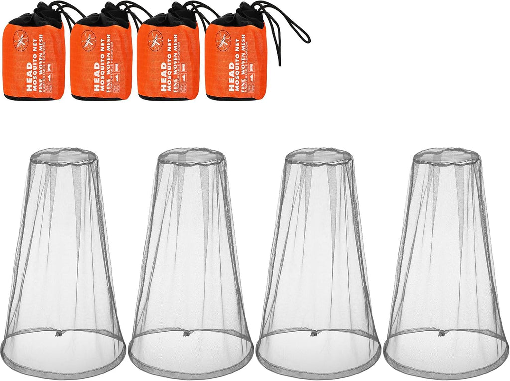 HESTYA 4 Pack Mosquito Net Face Mesh Protecting Net for Outdoor Hiking Camping Climbing Mosquito Fly Insects Preventing(Grey)