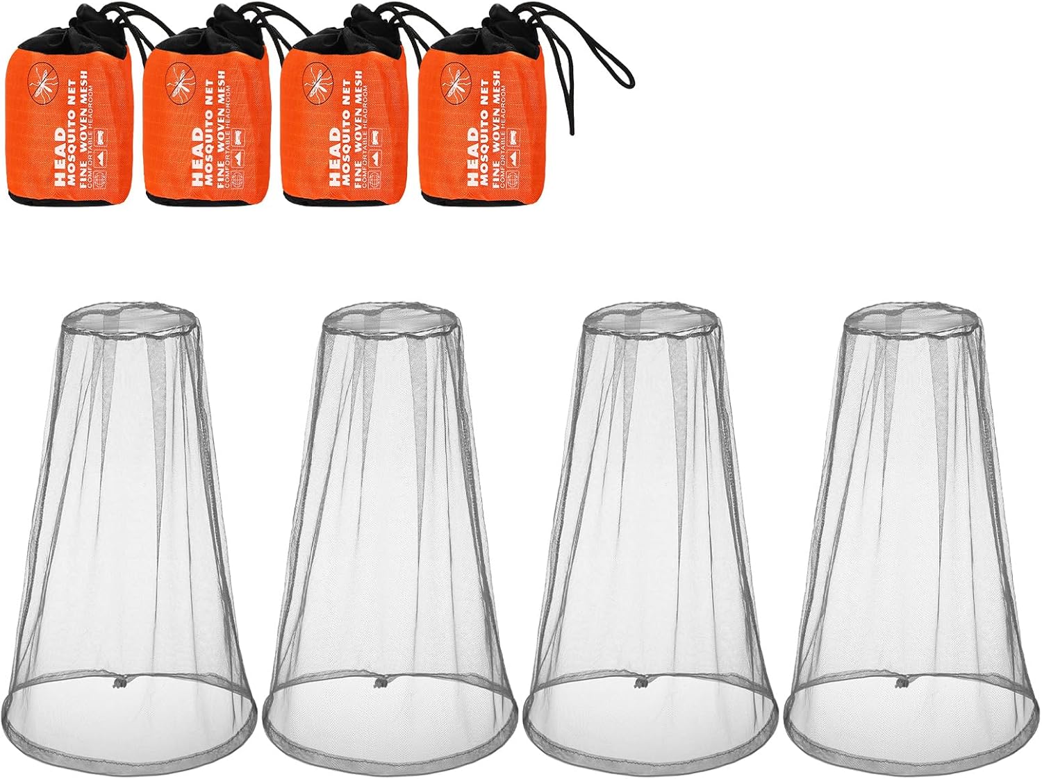 HESTYA 4 Pack Mosquito Net Face Mesh Protecting Net for Outdoor Hiking Camping Climbing Mosquito Fly Insects Preventing(Grey)