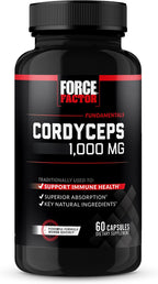 Force Factor Cordyceps Capsules with 1000mg of Cordyceps Sinensis Mushroom Extract, Traditionally Used to Improve Vitality, with BioPerine for Quick Absorption, Key Natural Ingredients, 60 Capsules