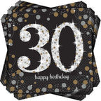 Sparkling Celebration 30 Luncheon Multicolor Paper Napkins ( 6.5" x 6.5" ) - Pack Of 16, Premium Quality & Eye-catching Design - Perfect For Birthdays, Anniversaries & Milestone Events