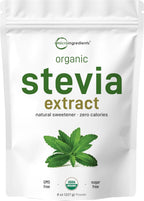 Micro Ingredients Pure Organic Stevia Powder, 8 Ounces, 1418 Serving, Highest Grade Stevia Green Leaf Extract Reb-A, Reduced Bitter Aftertaste, 0 Calorie, Natural Sweetener, Sugar Alternative, Keto Friendly