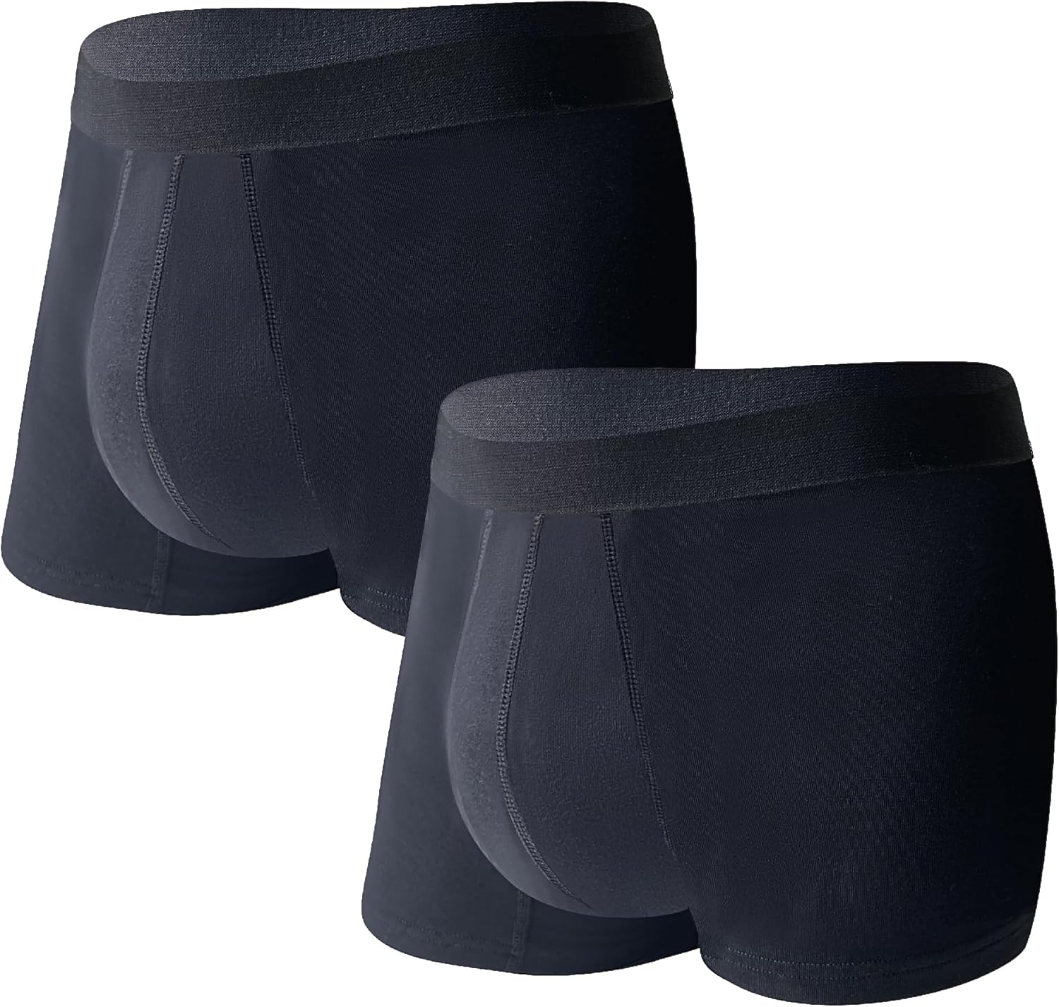 Washable Urinary Incontinence Underwear for Men Front Absorbent Leak Proof Boxer Briefs for Bladder Control 2 Pack (Large, Black)