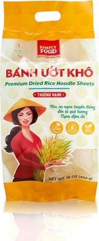 SIMPLY FOOD Premium Dried Rice Noodle Sheets (Bánh Ướt) - 16 Oz – Gluten-Free Dried Rice Noodle Sheets for Banh Cuon