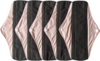 5 Pieces Charcoal Bamboo Mama Cloth/ Menstrual Pads/ Reusable Sanitary Pads (Light pink, Regular (10 inch))