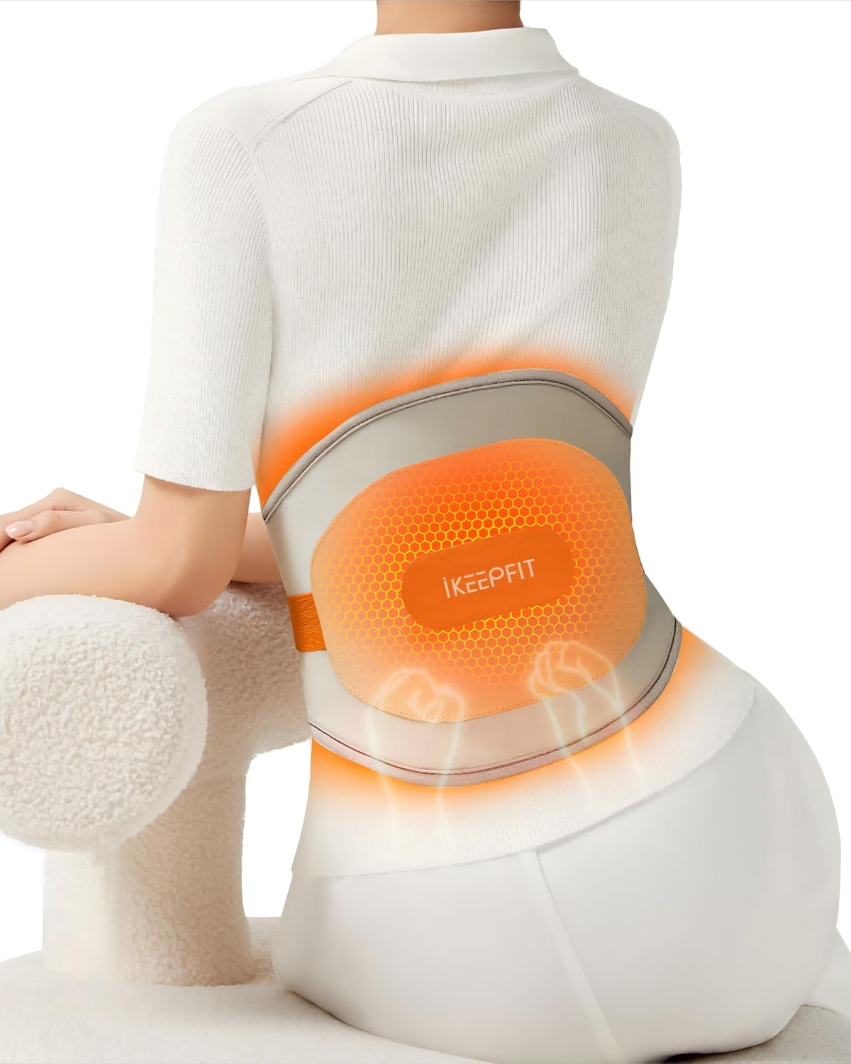 Portable Heating Pad for Back, Cordless Wearable Heat Belt with Massager for Lower Back Pain Relief, Battery Powered 8000 mAh Rechargeable, MAXwarm® 3.0, Gift for Women Men 90-310 lbs