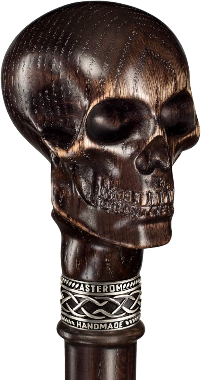 Asterom Skull Cane - Handmade - Skull Walking Stick | Vampire Gothic Walking Cane | Skull Canes for Men, Cool Steampunk Cane for Men
