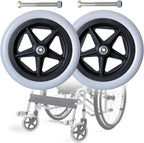 LIGUOYI Front Wheelchair Wheel, 2 Pcs Wheelchair Front Caster, 6 in 7 in 8 in Wheel 5/16 Inch Bearing, Silence,Anti-wear & Non-Slip, Solid Rubber Front Rear Caster, Replacement Wheels for Wheelchairs