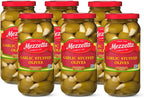 Mezzetta Garlic Stuffed Olives - Greek Green Olives with Fresh Garlic from California - Savory Flavor for Grilled Steak and Appetizers - 100% Natural Gourmet Snack Non-GMO - 10 Oz Jar - Pack of 6