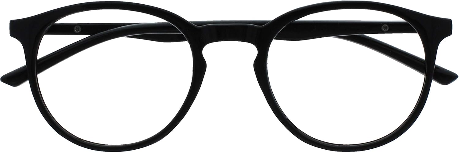 OPULIZE MET Blue Light Blocking Reading Glasses for Women Men, Slim Round Frame with Scratch Resistant and Spring Hinges, Computer Glasses with Anti-Reflective, Black +2 (Pack of 1)