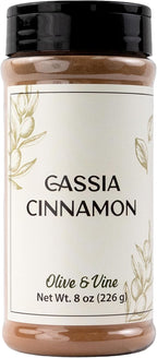 Olive & Vine Cassia Cinnamon, Warm & Spicy, For Baking & Desserts, Rich Tradition, Authentic Taste, For Global Recipes (8 Ounce)
