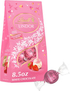 Lindt LINDOR Strawberries and Cream White Chocolate Candy Truffles, Valentine's Day White Chocolate with Strawberries and Cream White Truffle Filling, 8.5 oz. Bag