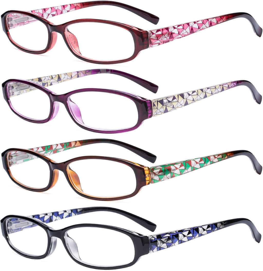Eyekepper 4 Pack Print Women's Reading Glasses - Ladies Fashion Small Readers for Women Reading +2.00