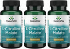 Swanson L-Citrulline Malate - Amino Acid Supplement Promoting Energy Production & Healthy Blood Circulation - Natural Formula Supporting Overall Wellness - (60 Capsules, 750mg Each) (3 Pack)