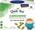 QuikTea Cardamom Instant Chai Tea Latte - 10 Count Single Box - Superfood Antioxidant, Digestion Tea