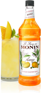 Monin - Mango Syrup | Premium Syrup for Cocktails, Sodas, Lemonades & More | Clean Label with No Artificial Flavors, No Artificial Preservatives (BPA-Free Plastic Bottle, 1 Liter)