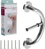 HEALTHCRAFT Plus 2-in-1 Toilet Paper Holder and Grab Bar (14 Inch) | ADA Compliant Safety Grab Bar for Seniors, Wall-Mounted, Supports Up to 500 lbs, Polished Chrome