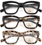 HIYANJN Bifocal Reading Glasses For Women Men 3 Pack Fashion Cat Eye Computer Readers Clear Top Oversized Eyeglasses