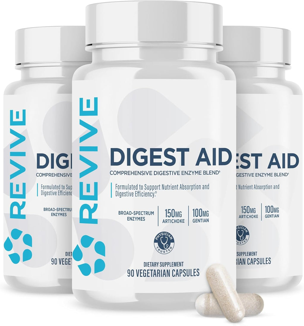 Revive MD Digest Aid, Digestive Support Supplement for Men & Women - Comprehensive Digestive Enzyme Blend with Probiotics & Prebiotics for Gut Health & Healthy Digestion (270 Servings)