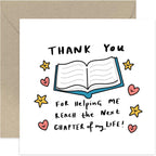 Old English Co. Thank You Card for Teacher - Next Chapter - Thank You Gift for Mentor, Boss, Colleague - Leaving Gift for Friend - Cute Thank You Friendship Card | Blank Inside