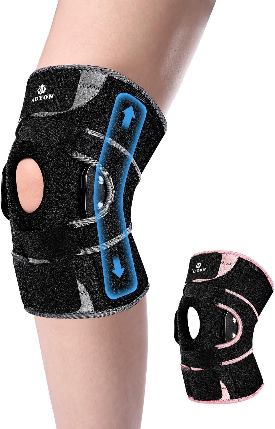 ABYON Hinged Knee Brace for Men & Women Meniscus Tear, ACL/MCL Pain, Arthritis -Heavy Duty Maximum Knee Support with Metal Side Stabilizers, Adjustable 360° Wraparound Strap for Knee Pain and Post-Surgery Recovery - Please Check How To Size Video