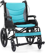 monicare Wheel Chair for Adults with Swing-Away Footrest and Loop-Lock Handbrakes 17.5 inch Seat Wheel Chair 15" Rear Wheel Lightweight Transport Chair for Travel Compact Storage, 250 lbs