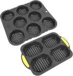 aqxreight 8 Cavity Silicone Hamburger Bread 4 Cavity Silicon 8 Silicone Hamburger Bread & 4 Pan, Heat Baking for Ovens, Microwaves Hambu