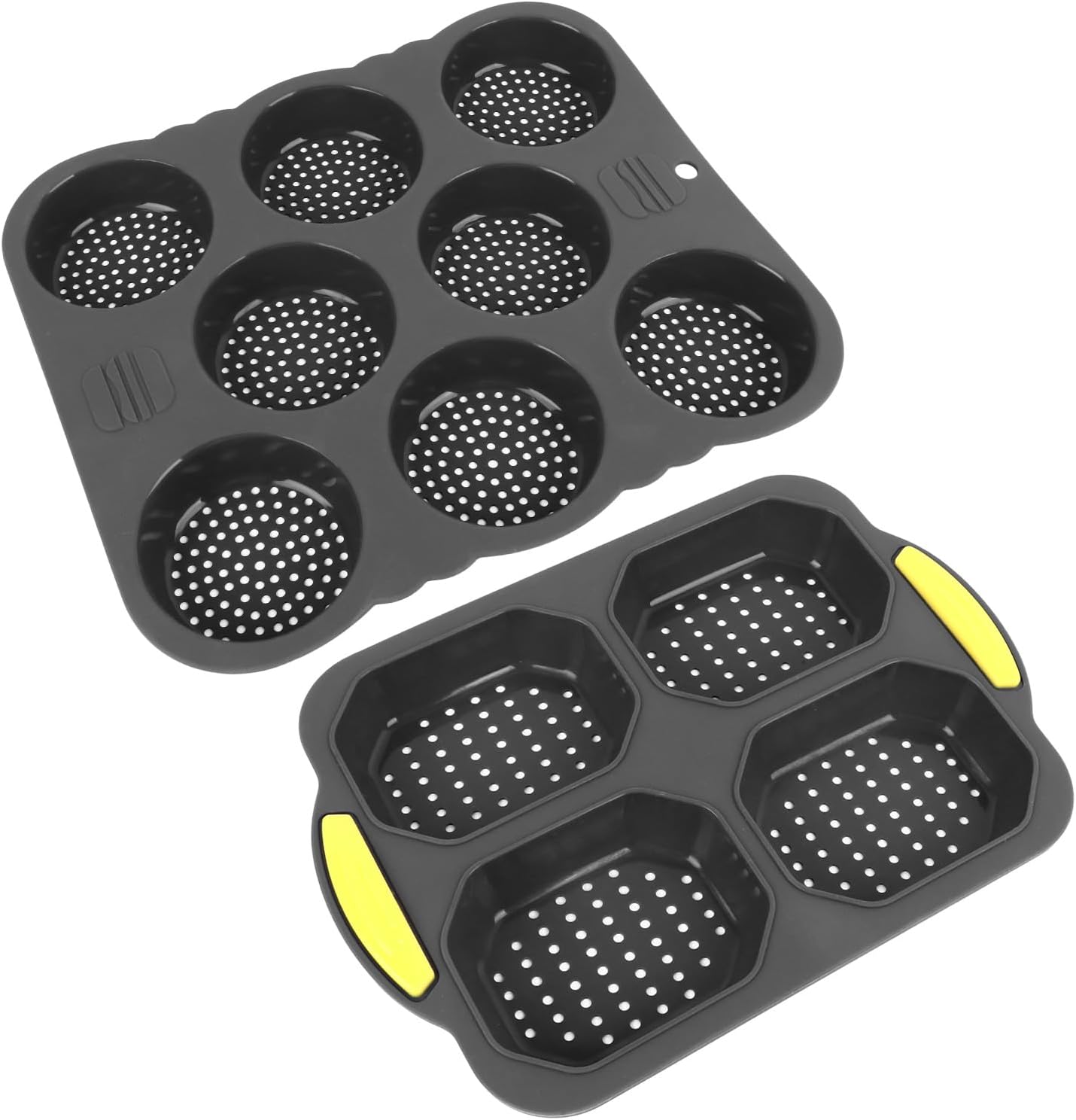 aqxreight 8 Cavity Silicone Hamburger Bread 4 Cavity Silicon 8 Silicone Hamburger Bread & 4 Pan, Heat Baking for Ovens, Microwaves Hambu