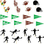 24 Pcs Football Cupcake Toppers, Disposable Foot Ball Themed Toothpicks, Touchdown Players Flagship Cake Toppers, Football Party Decorations 2026 for Sports Theme Baby Shower Party Supplies
