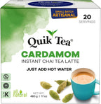QuikTea Cardamom Chai Tea Latte – 20 Count, Bold Cardamom Flavor, No Preservatives – Just Add Hot Water
