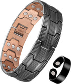 Jeracol Copper Bracelet for Men, 3X Strength Magnetic Copper Bracelets with 3500 Gauss Magnets, Adjustable Length Sizing Tool & Jewelry Box