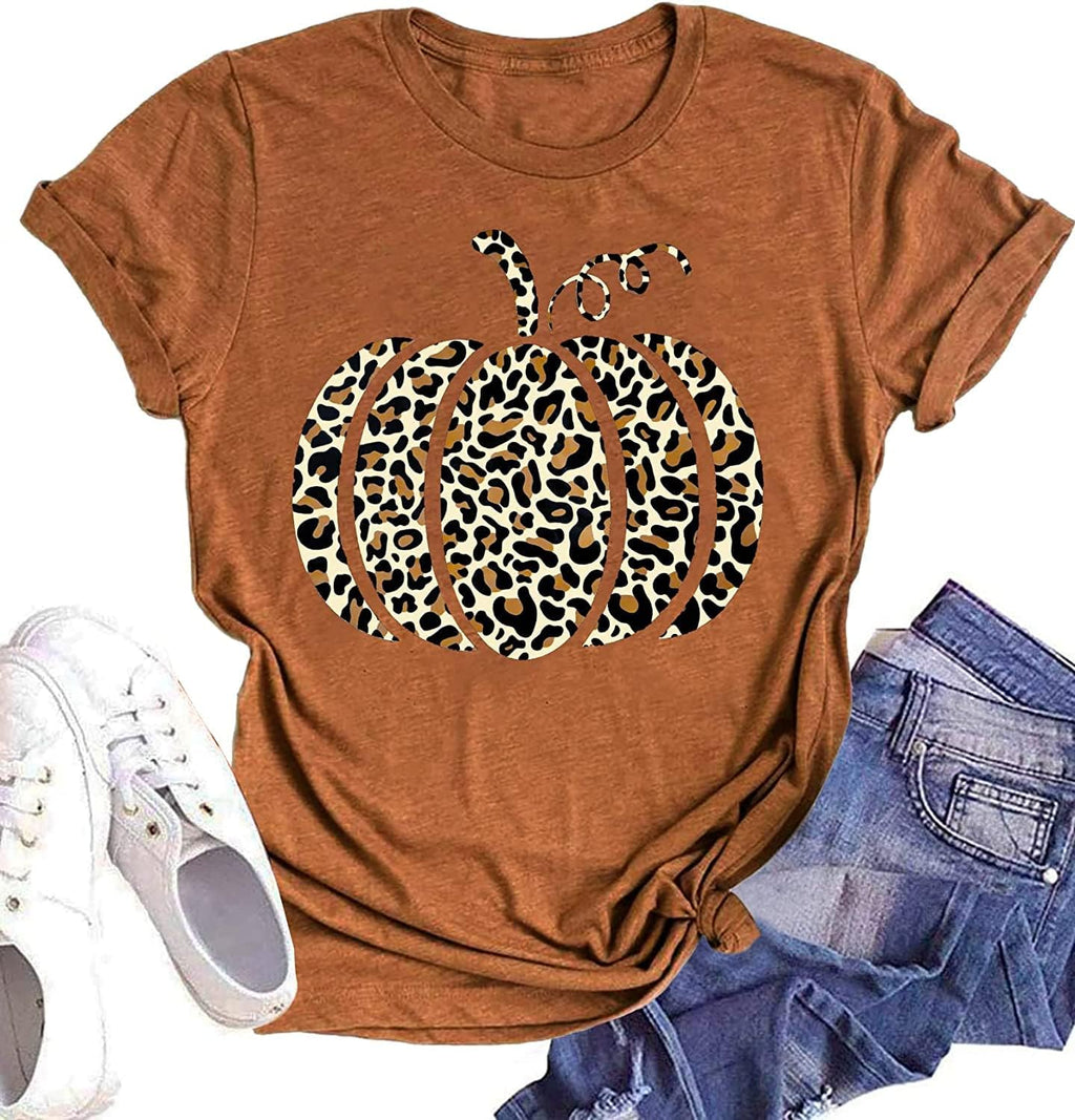 Fall Shirts for Women Halloween Pumpkin Graphic Tees Thanksgiving Family Turkey Tops Cute Autumn Thanksgiving T-Shirt