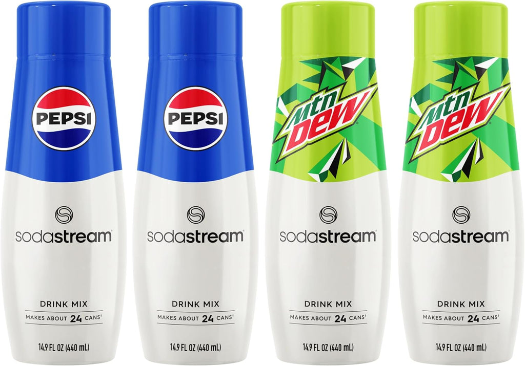 SodaStream Pepsi & MTN Dew Variety Pack, 440ml Pack of 4