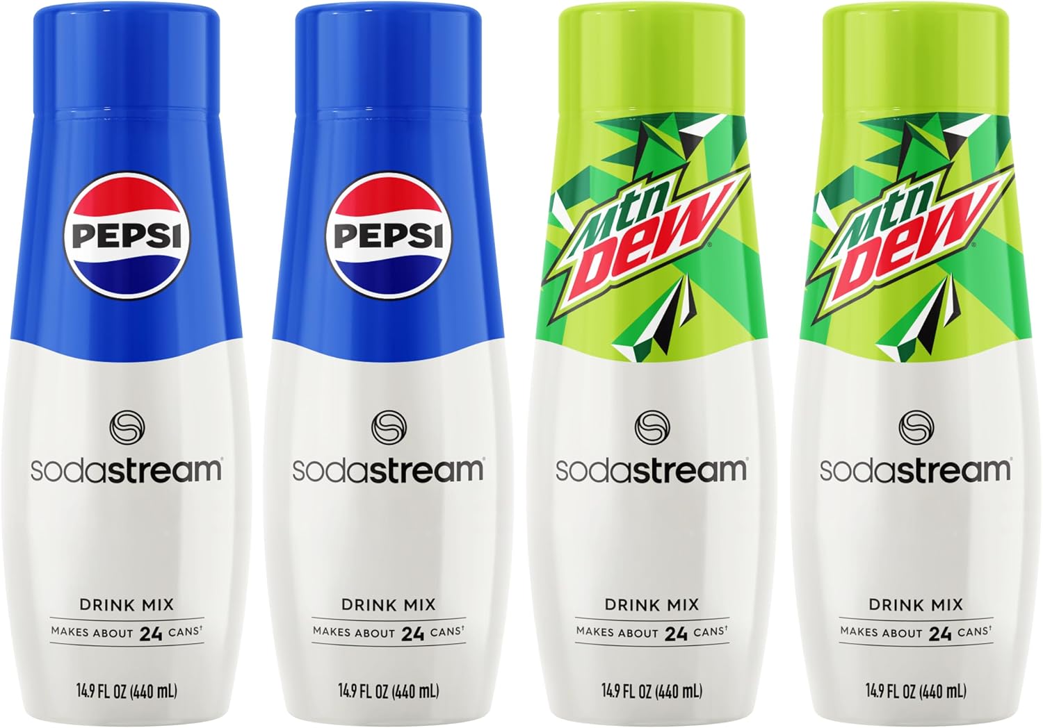 SodaStream Pepsi & MTN Dew Variety Pack, 440ml Pack of 4