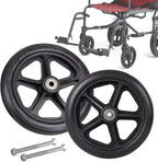 WORDFUN Wheelchair Front Wheels Replacement Parts, 2X Solid Tires Front Wheel, Quiet Wheelchair Caster Wheels, Replacement Part Tool, 265-lb Load Capacity, Easy to Scroll