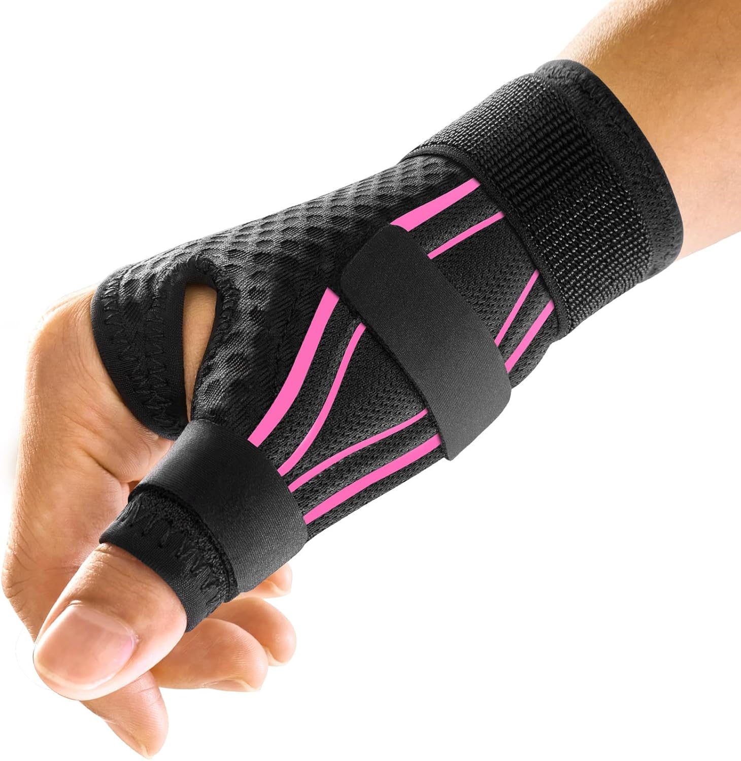 FREETOO Ergonomical Thumb Brace Right Hand or Left Hand for Arthritis Pain and Support, Thumb Splint for Trigger Thumb, Thumb Support for De Quervains Tenosynovitis, Fits Palm 7.5''-8.5'' S/M Pink