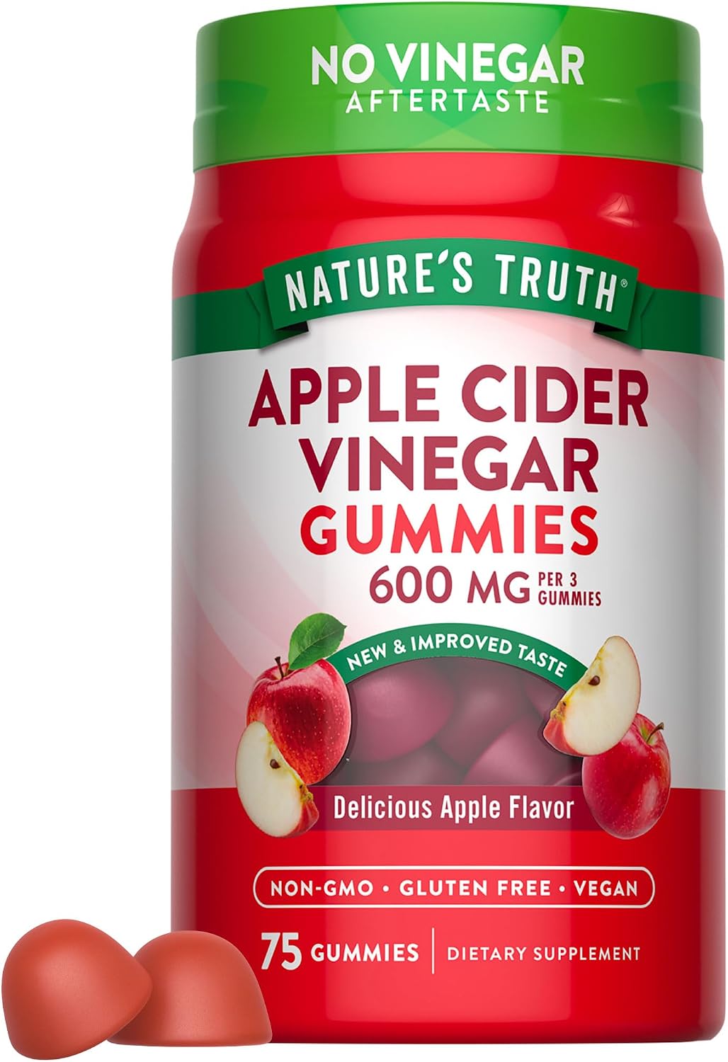 Nature's Truth Apple Cider Vinegar 600mg Vegan Gummies, 75 Count