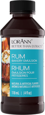 LorAnn Oils Rum Bakery Emulsion: Realistic Flavor, Ideal for Enhancing Boozy Notes in Baked Goods, Gluten-Free, Keto-Friendly, Extract Alternative Essential for Your Kitchen, 4 Oz