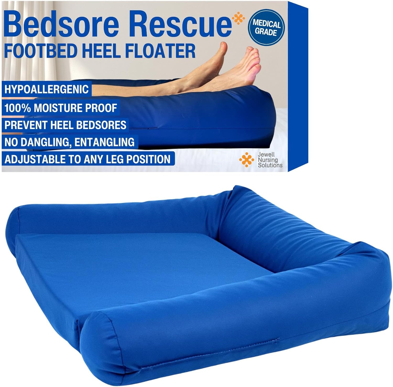 Bedsore Rescue Foot Bed Heel Flotation Protection Cushion | Support Feet, Ankles and Legs | Heel Protectors for Pressure Sores | Pressure Pads for Bed Sore | Elevated Foot Pillow for Sleeping