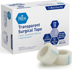 MED PRIDE Hypoallergenic Adhesive Surgical Tape 12 Pack Breathable First Aid Med Tape Latex & Rubber Free (1" X 10 yds Clear,Transparent)