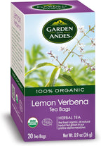 Garden of the Andes - Lemon Verbena Herbal Tea - 20 Individually Wrapped Tea Bags - USDA Organic Caffeine-Free - Bilaminate Double-Chamber Bags Preserve Aroma Light Lemony Flavor