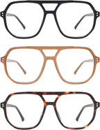 AMOMOMA Trendy Retro Aviator Reading Glasses for Women Men,Classic Large Oversized Reader Blue Light Computer Frame AM6145
