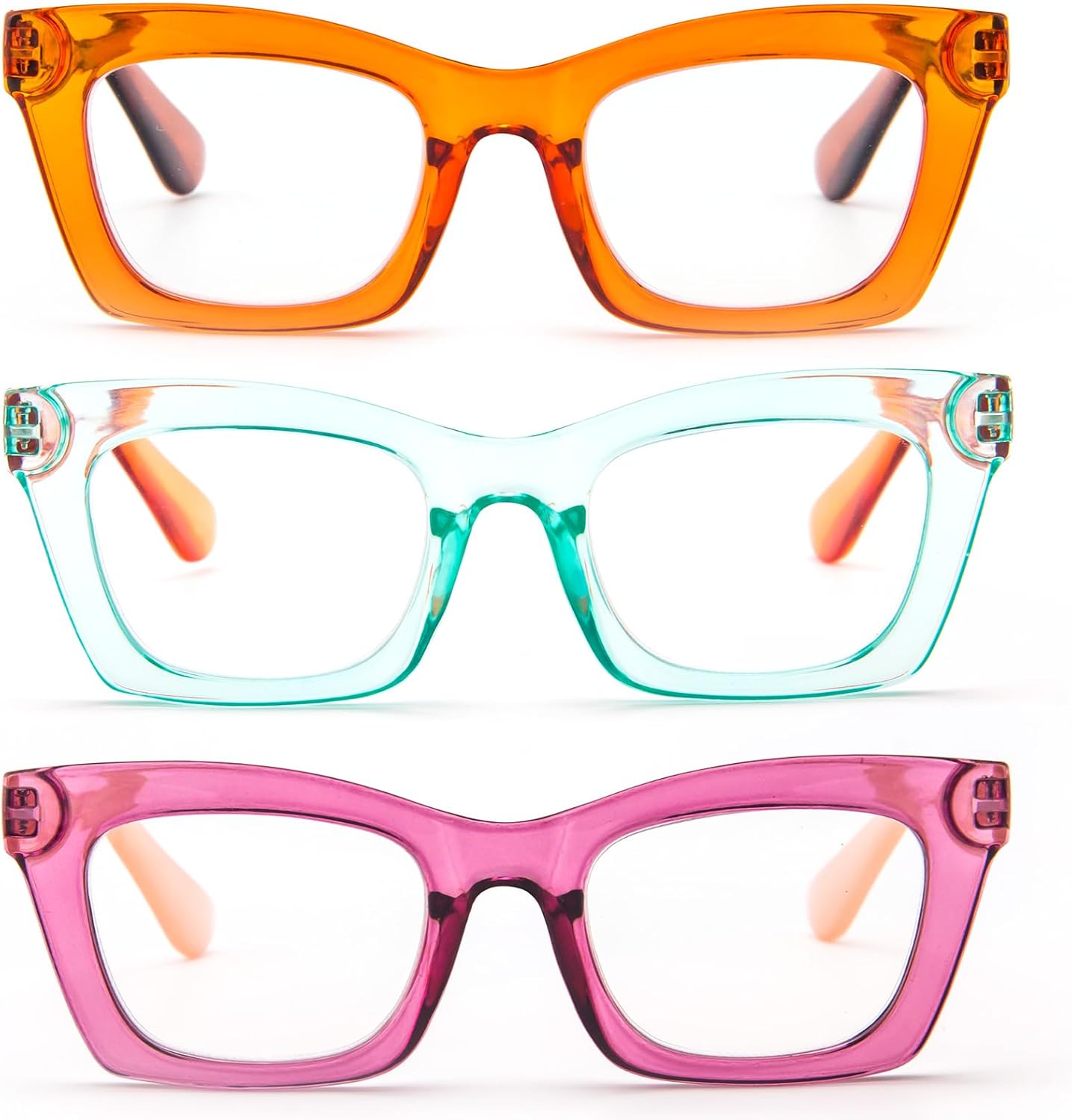 Reading Glasses for Women Oprah Style Oversized Square Spring Hinge Blue Light Blocking Glasses