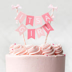 It Is a Girl Cake Topper - Gender Reveal Party Decoration, Pink It’ s a Girl Paper Straw CakeTopper, Baby Shower Cake Topper, BabyGirl Baby Shower Decor