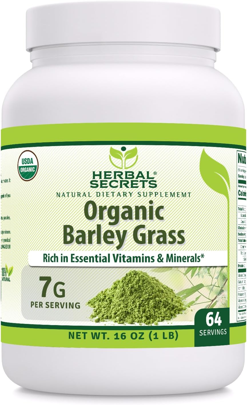 Herbal Secrets Organic Barley Grass 16 Oz | Non-GMO | Gluten Free | Made in USA