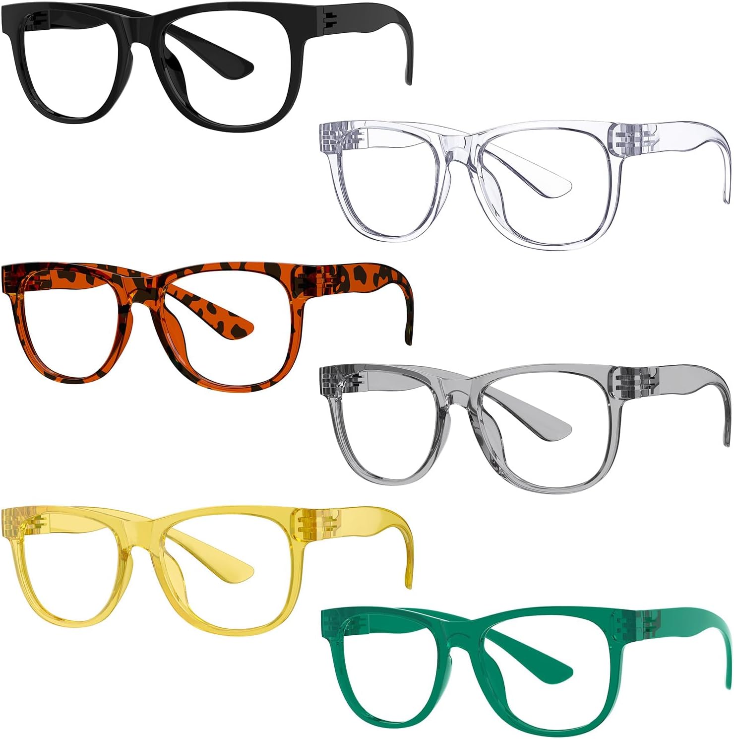 Eyekepper 6 Pack Metalless Reading Glasses with Screwless Spring Hinges Large Frame Readers for Men +2.50